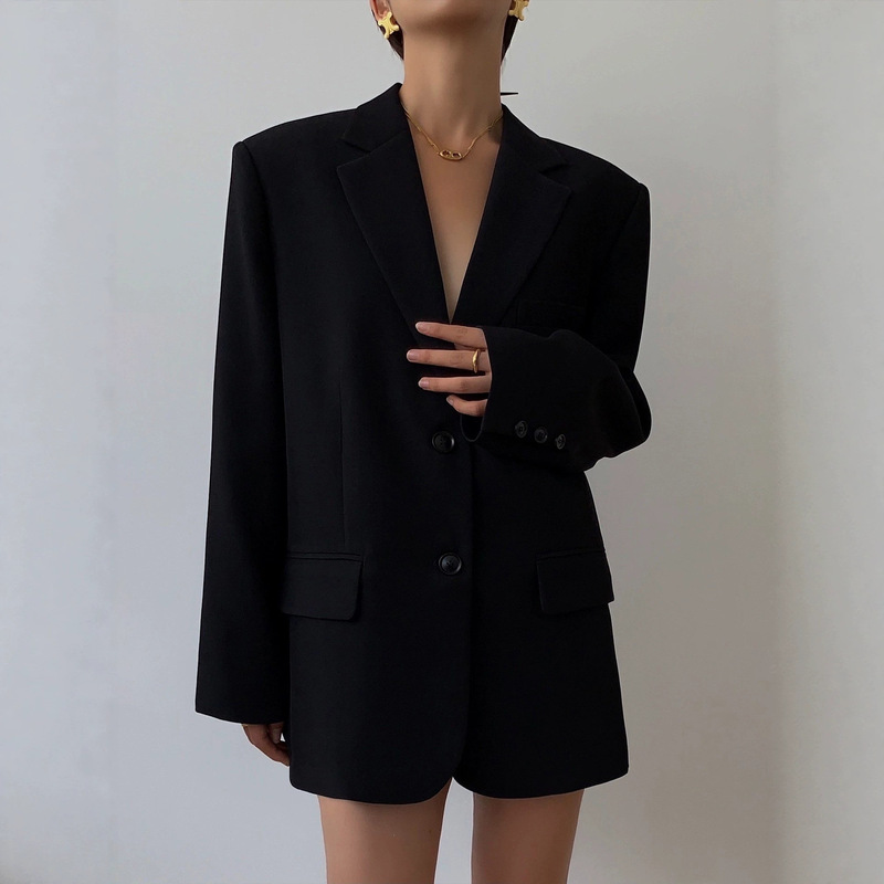 Neva Hu Stands Out in Its Own Right: Black High-End Blazer for Women, Loose Casual Suit, Stylish Top Neva Hu Stands Out in Its Own Right: Black High-End Blazer for Women, Loose Casual Suit, Stylish Top