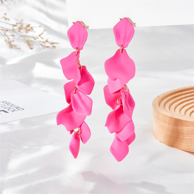 1 Pair Fashion Petal Arylic Stoving Varnish Women's Drop Earrings display picture 6