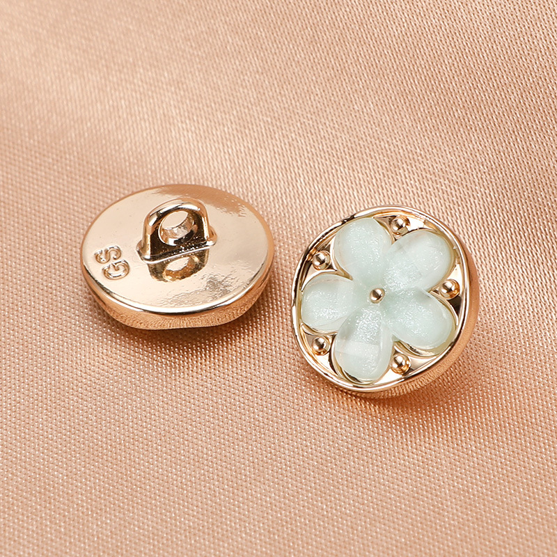 彩色花朵金属双拼扣小香名媛风女装纽扣外套开衫手缝装饰扣