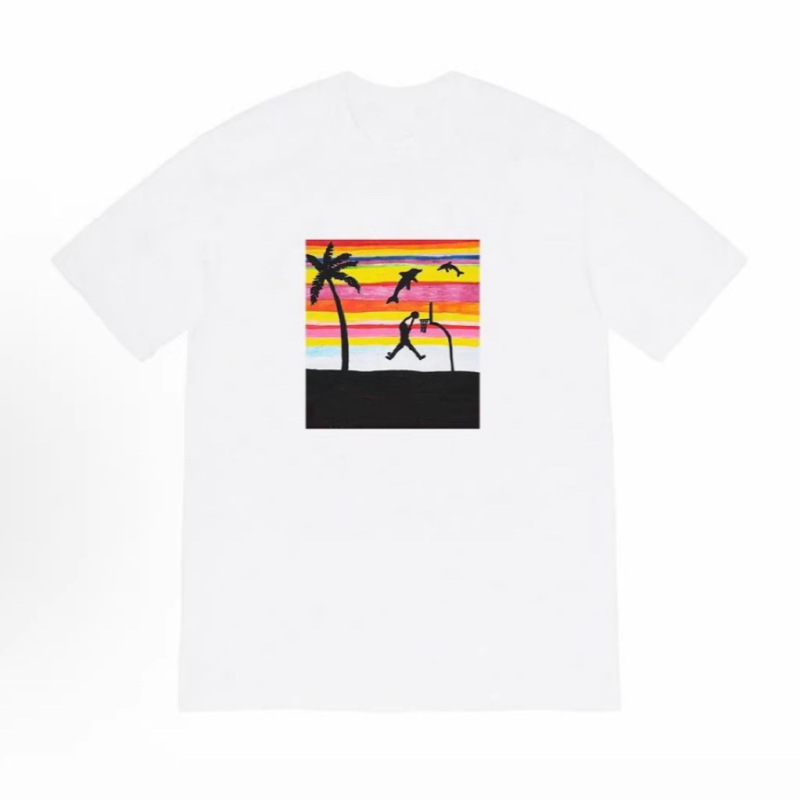Week 8 Dunk Tee Printed with Dunk Pattern, Round Neck Short-Sleeved American Style Trendy T-Shirt for Men and Women