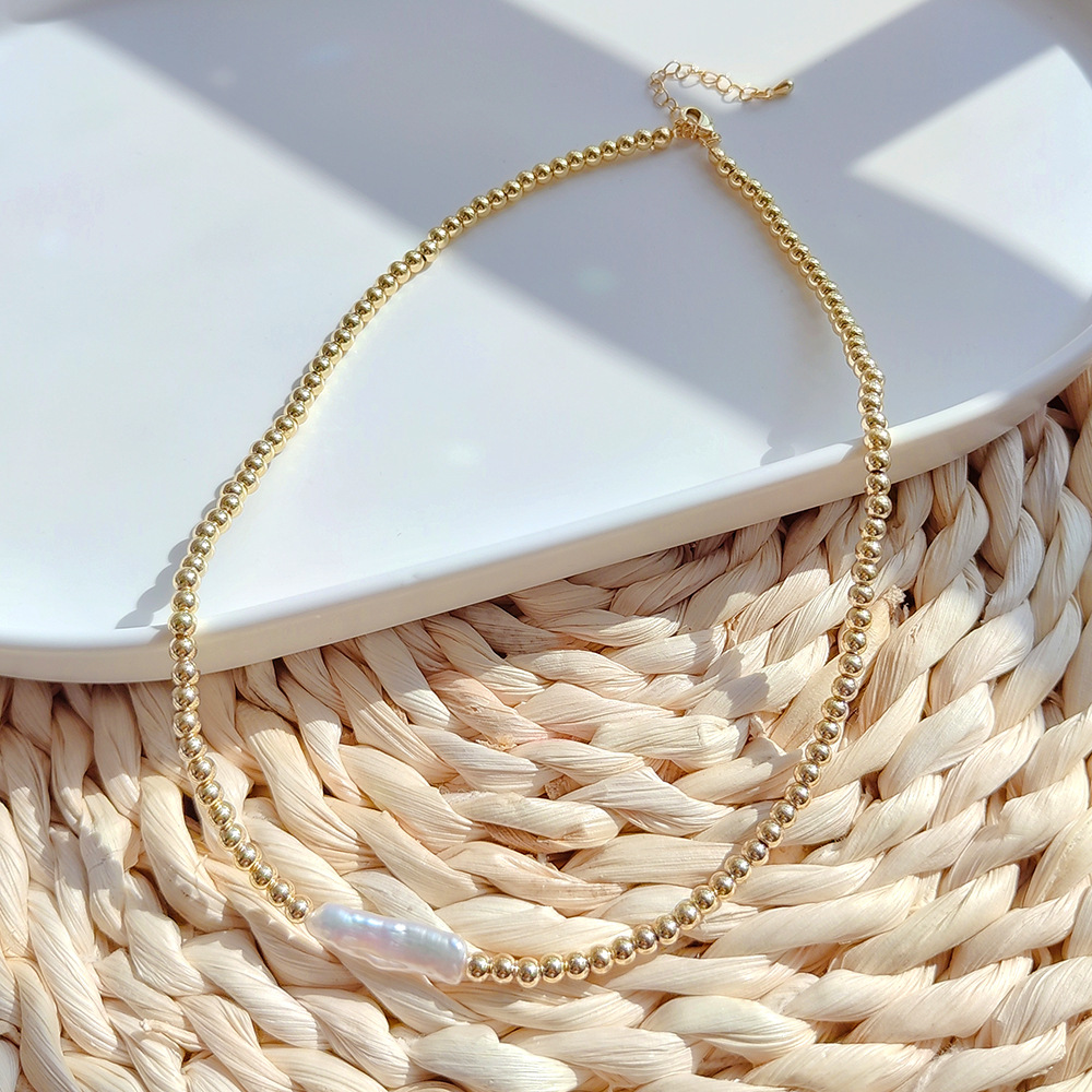 Round Pattern 1 Piece Fashion Round Freshwater Pearl Copper Plating Necklace
