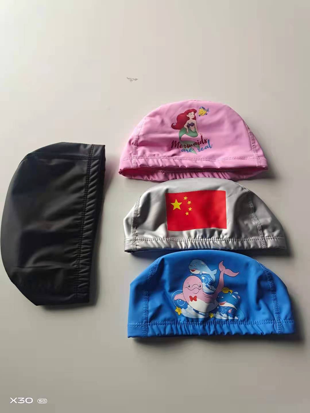 PU Adult Swim Cap Le head baby Swimming Hat Coating Child bathing cap enlarge ventilation children