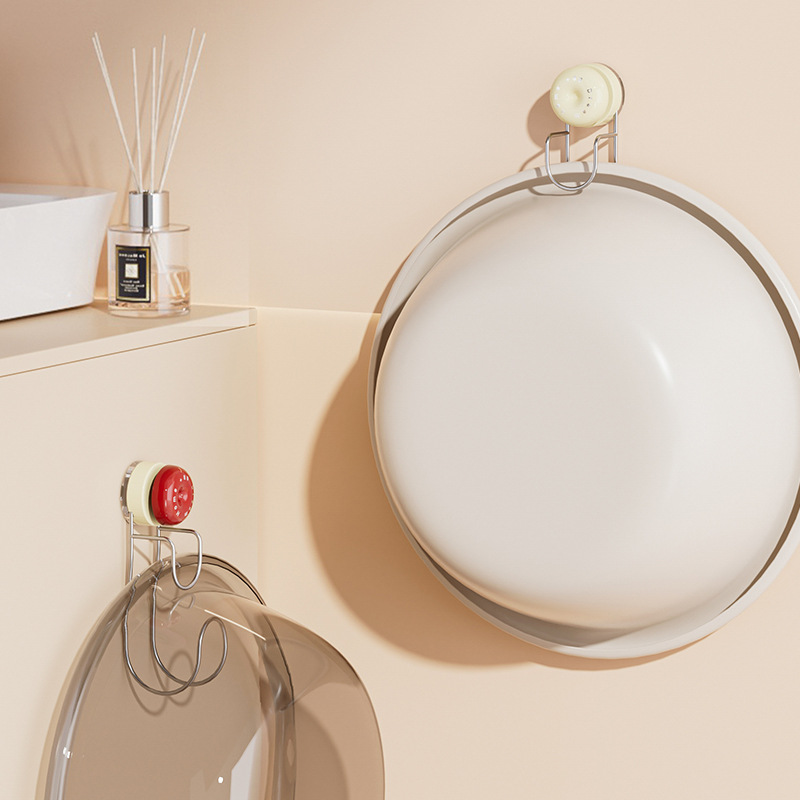 Household Suction Cup Washbasin Rack Hook Bathroom Basin Storage Rack Wall Washbasin Storage Rack Seamless Bath Basin Storage