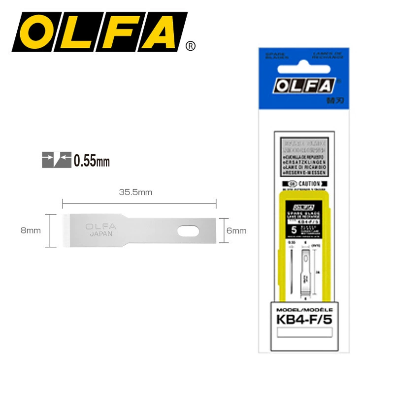 OLFA для AK-4 замена резной лезвие KB4-F/5 углеродистая сталь, толщина 0,5 мм, 5 штук