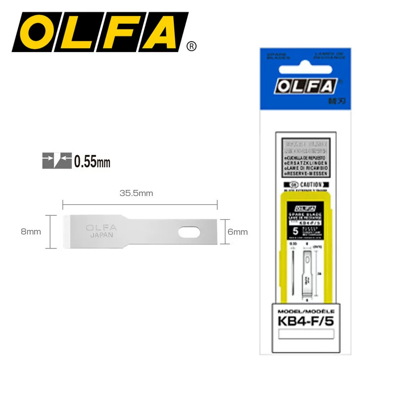 OLFA для AK-4 замена резной лезвие KB4-F/5 углеродистая сталь, толщина 0,5 мм, 5 штук