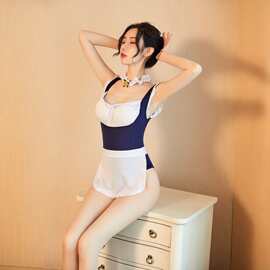 漫夜情女仆连体衣性感露背免脱情趣内衣套装可爱荷叶边制服诱惑