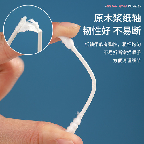 Cotton Xiao Xin 200 Pcs Boxed Colorful Makeup Cleansing Cotton Swabs Eyeliner Cleaning Double-Ended Spiral Sharp-Tip Cotton Swabs