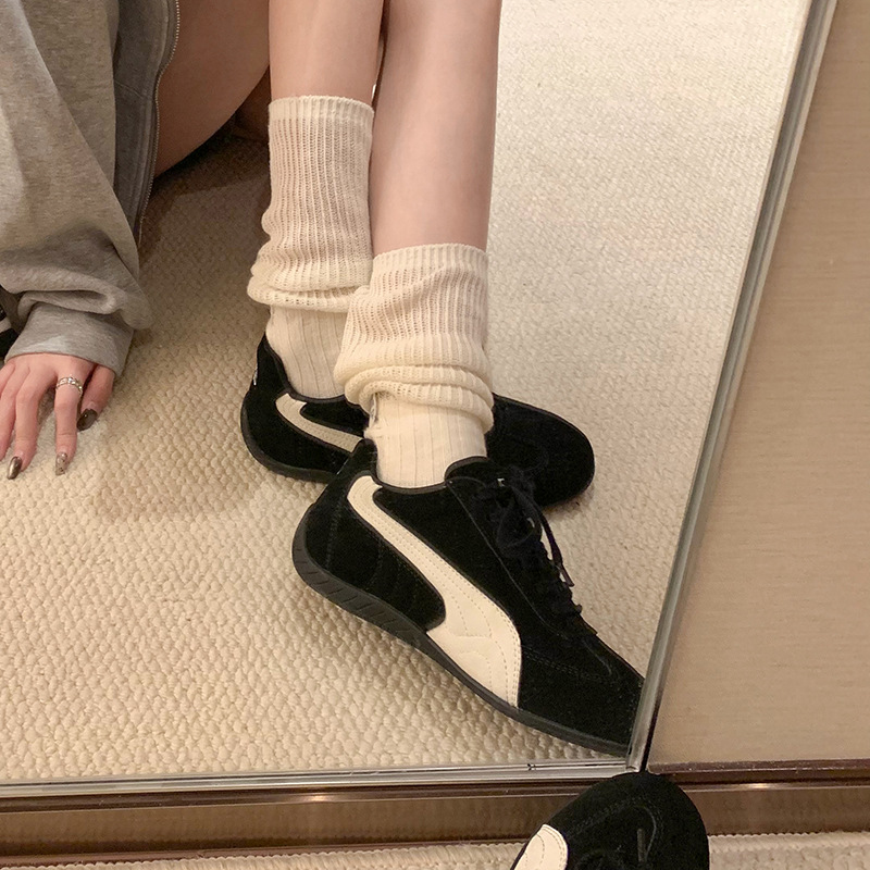 [Su Yinjia] blogger coreano ~ retro cordones de cuero zapatos casuales de baja altura zapatos de entrenamiento de mujeres zapatos de carreras Gump