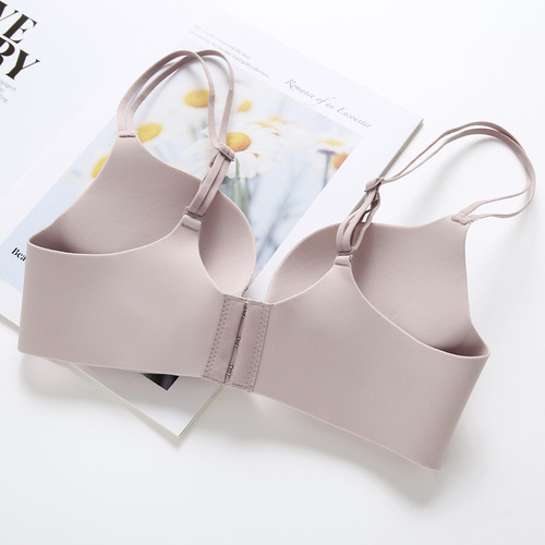 One-piece seamless, wire-free glossy underwear, foreign trade cross-border bra, women's push-up adjustable BC cup bra