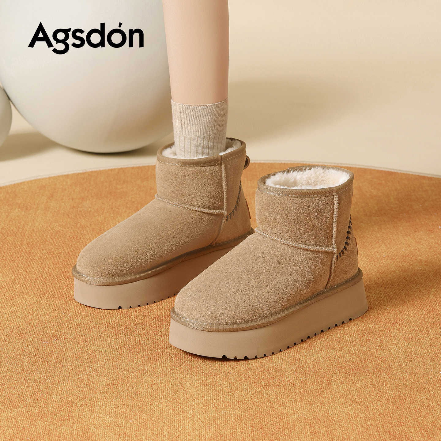 Botas de nieve de fondo grueso para mujeres 2025 nuevas botas de invierno de algodón de pan grueso botas de lana casuales