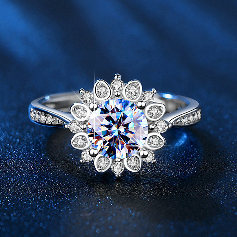 New Korean style 1 karat moissanite ladies ring simple popular proposal ring exquisite jewelry wholesale