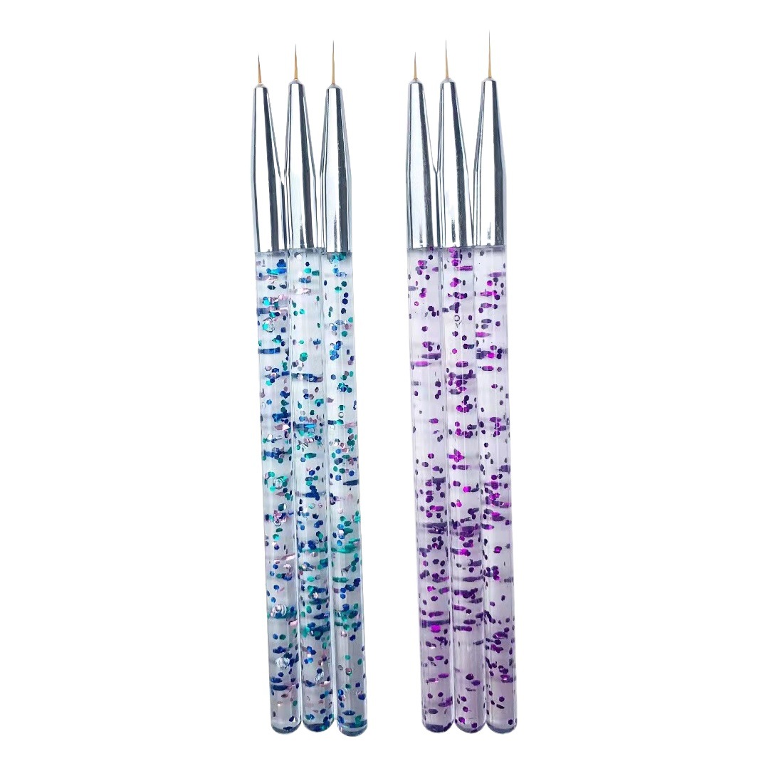 Venta directa de fábrica lentejuelas multi-color 3 piezas uñas dibujo pluma color variedad OPP traje nail art venta al por mayor