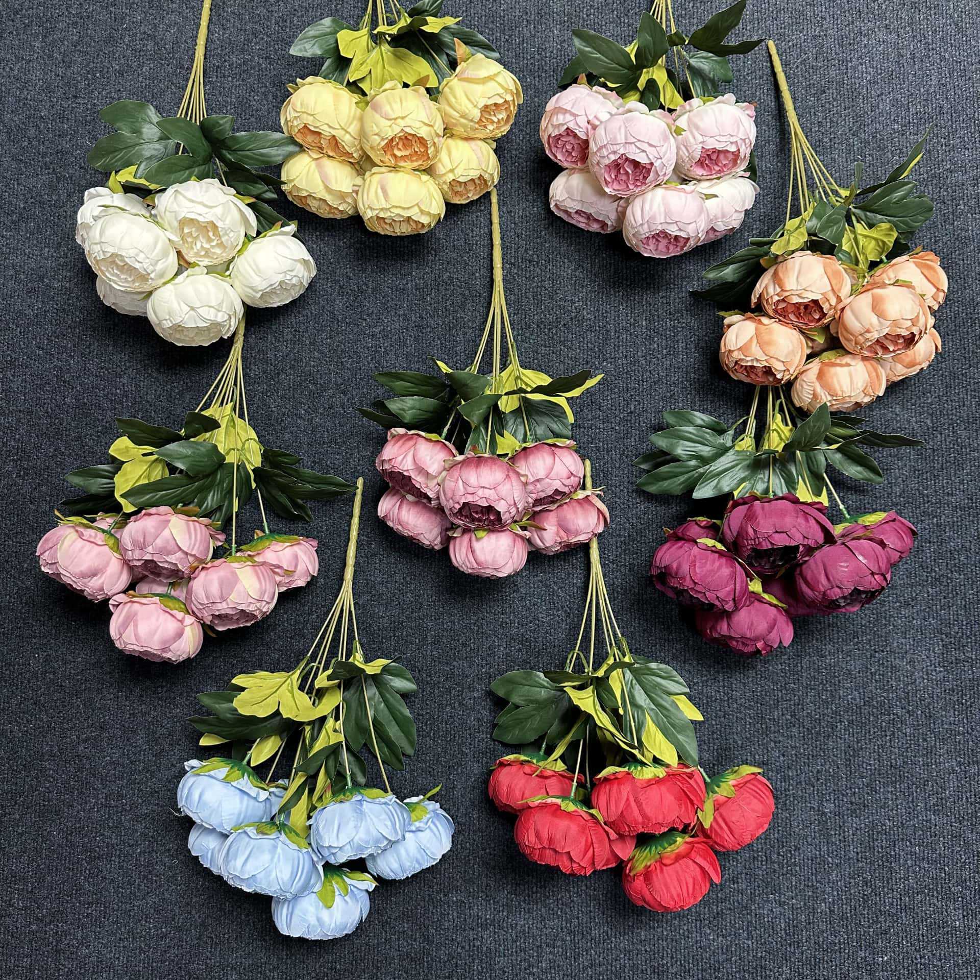 Simulación de 7 flores de peonía decoración de boda decoración de flores de seda hechas a mano transfronterizas adornos de flores falsas al por mayor