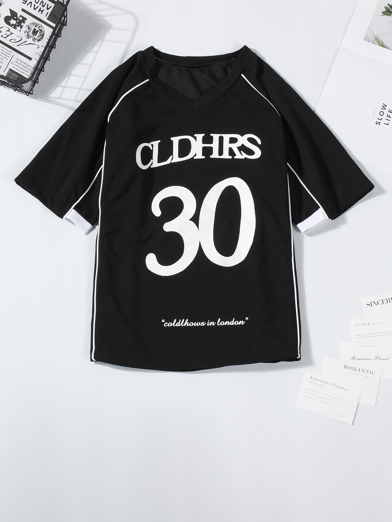 Felpa con scollo a V, stile americano, moda casual da strada, da donna, con stampa a lettere e blocchi di colore, ampia e larga_voghion.com