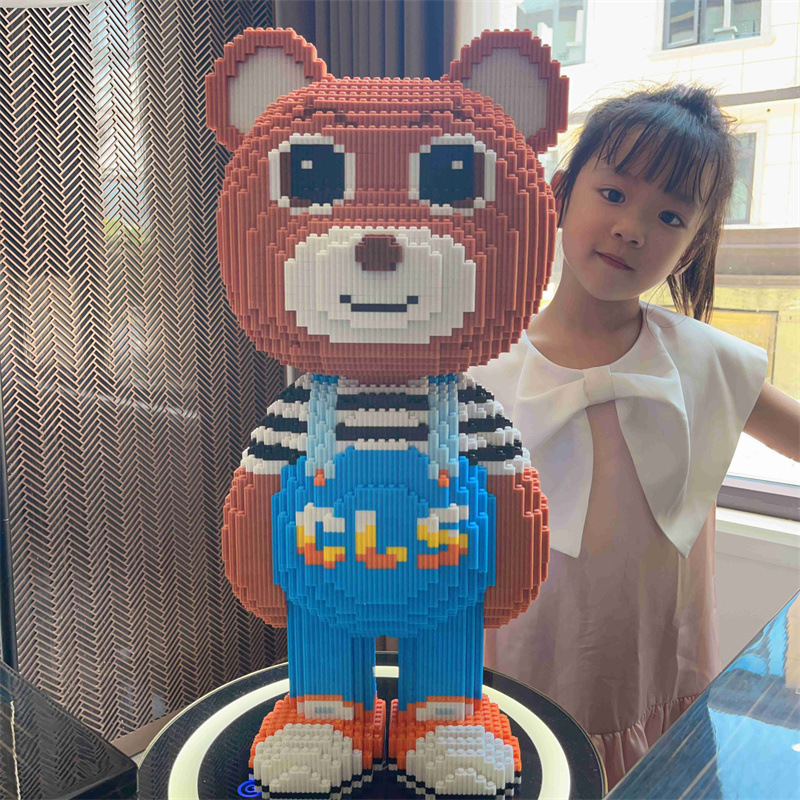 Moda lesen bloques de construcción de partículas pequeñas ensambladas rompecabezas de oso violento adulto de alta dificultad tridimensional rompecabezas niña juguete