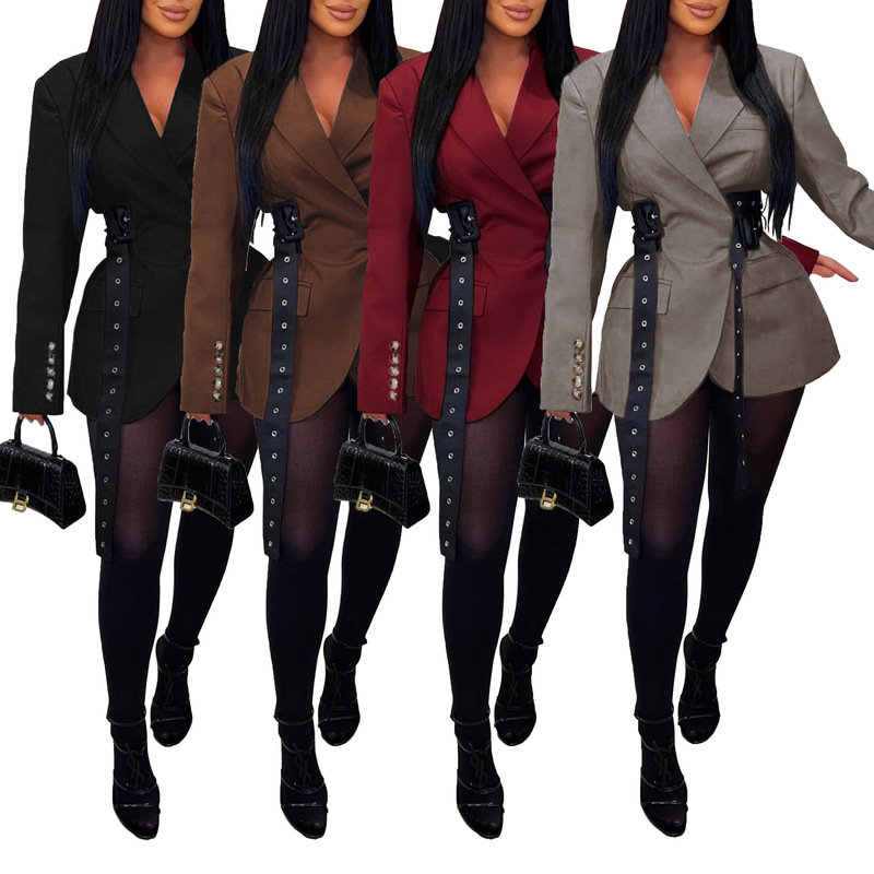 Al337 Amazon Latin American and European Women's Fashion Blazer with Side Tie Waist Cinching and Long Sleeve Design for Autumn Al337 Amazon Latin American and European Women's Fashion Blazer with Side Tie Waist Cinching and Long Sleeve Design for Autumn