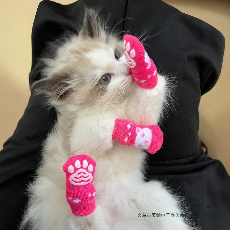 Носки для кошек, нескользящие, не падающие чехлы для ног, антицарапающиеся рэгдолл, британские короткие котята и собаки, милые осенние и зимние туфли для домашних животных