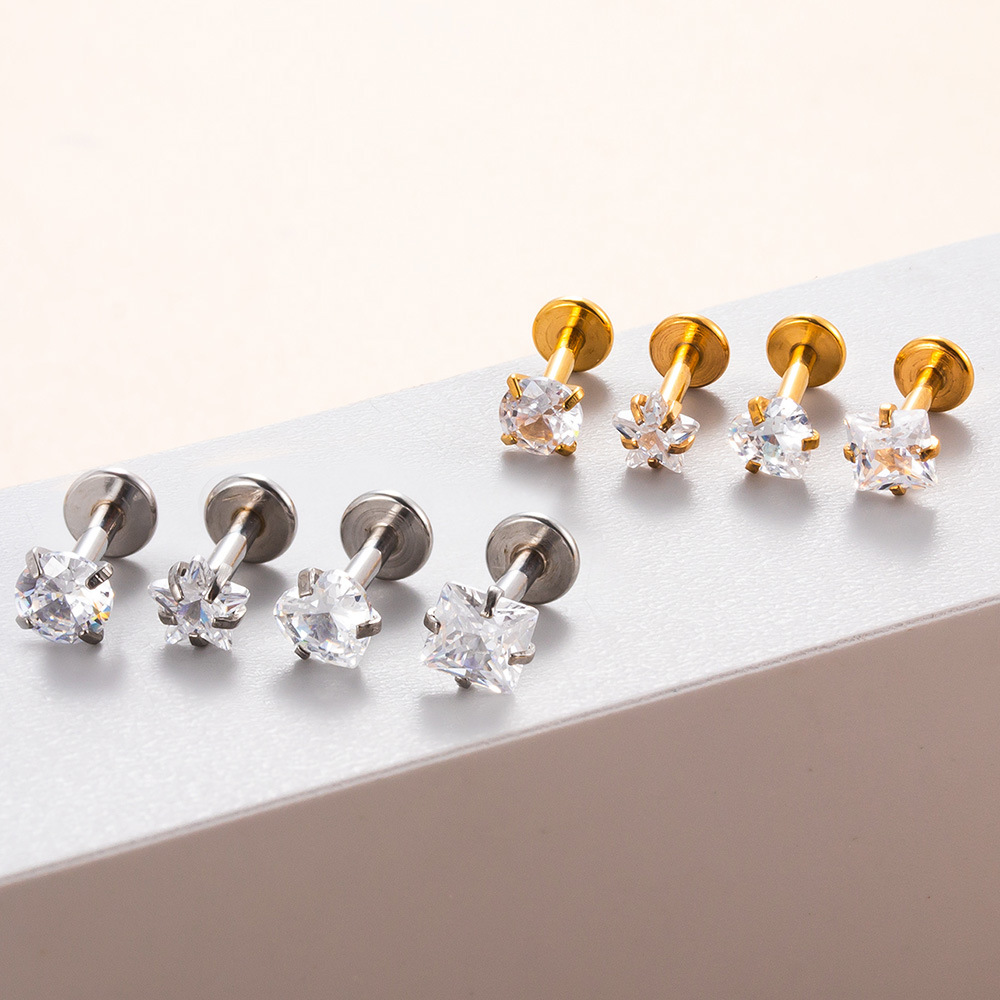 G23 Titanium Internal Thread Lip And Ear Bone Piercing With Zirconia_voghion.com