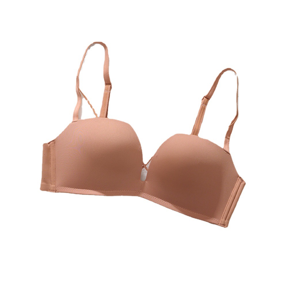 2257 verano pequeño pecho push up Sujetador sin costuras Delgado cómodo hueco profundo V inalámbrico ropa interior pecho plano sin recoger pecho