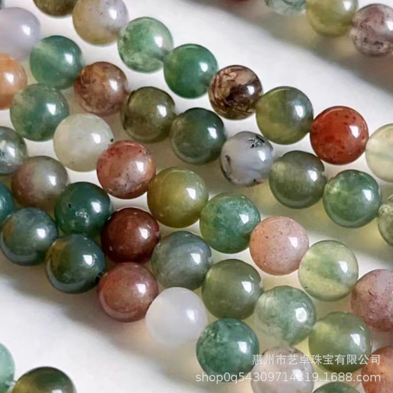 Natural indio colorido Jade cuentas redondas ágata perlas sueltas agua hierba ágata perlas DIY pulsera collar accesorios de la joyería
