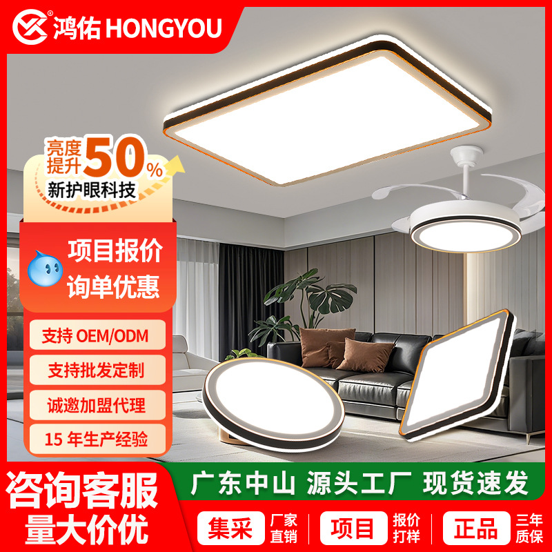Led Ceiling Light with a High-End Feel, Rectangular Living Room Main Light, Room Bedroom Light, Whole House Lighting Fixtures, Zhongshan Lighting