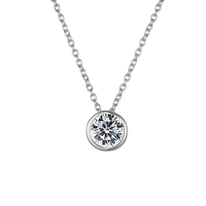 S925 Silver Clavicle Chain Pure Pendant with Chain European and American Live Broadcast Hot-Selling Moissanite Necklace Accessible Luxury and High-End Sense