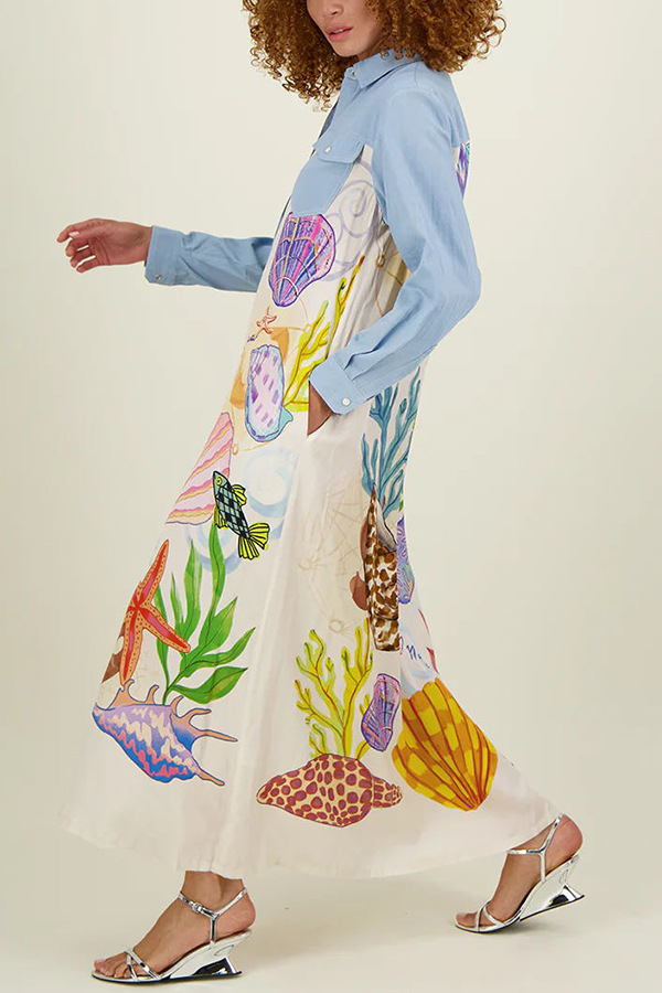 Wholesale Women's Vacation Streetwear Color Block Shell Long Sleeve Blouses display picture 5