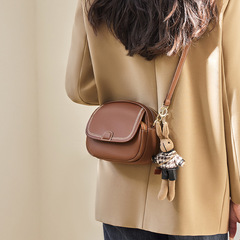 Bag 2024 New Crossbody Bag Women's Bag Autumn/Winter High-End Single Shoulder Small Bag Lady Genuine Leather Small Round Bag