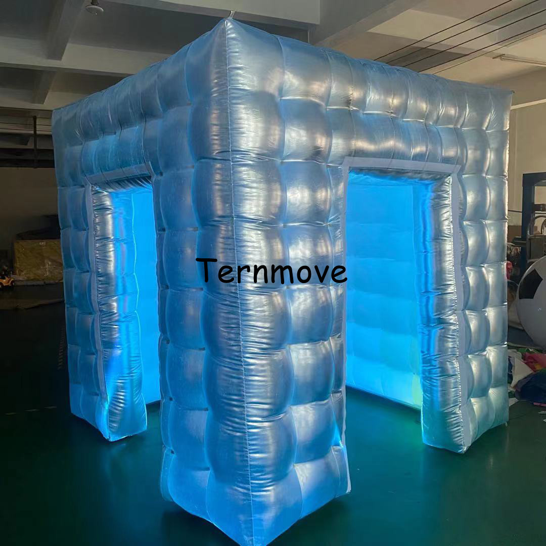 LED灯光银色充气照相亭气模户外充气摄影棚充气夜光帐篷气模模型