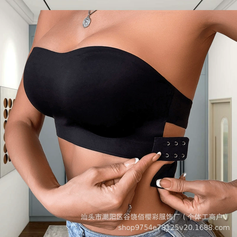 Трансграничные Temu взрывные модели для женщин без плечевого ремня бюстгальтер с поперечной спиной дизайн боковой пряжки беспроводной съемный коврик