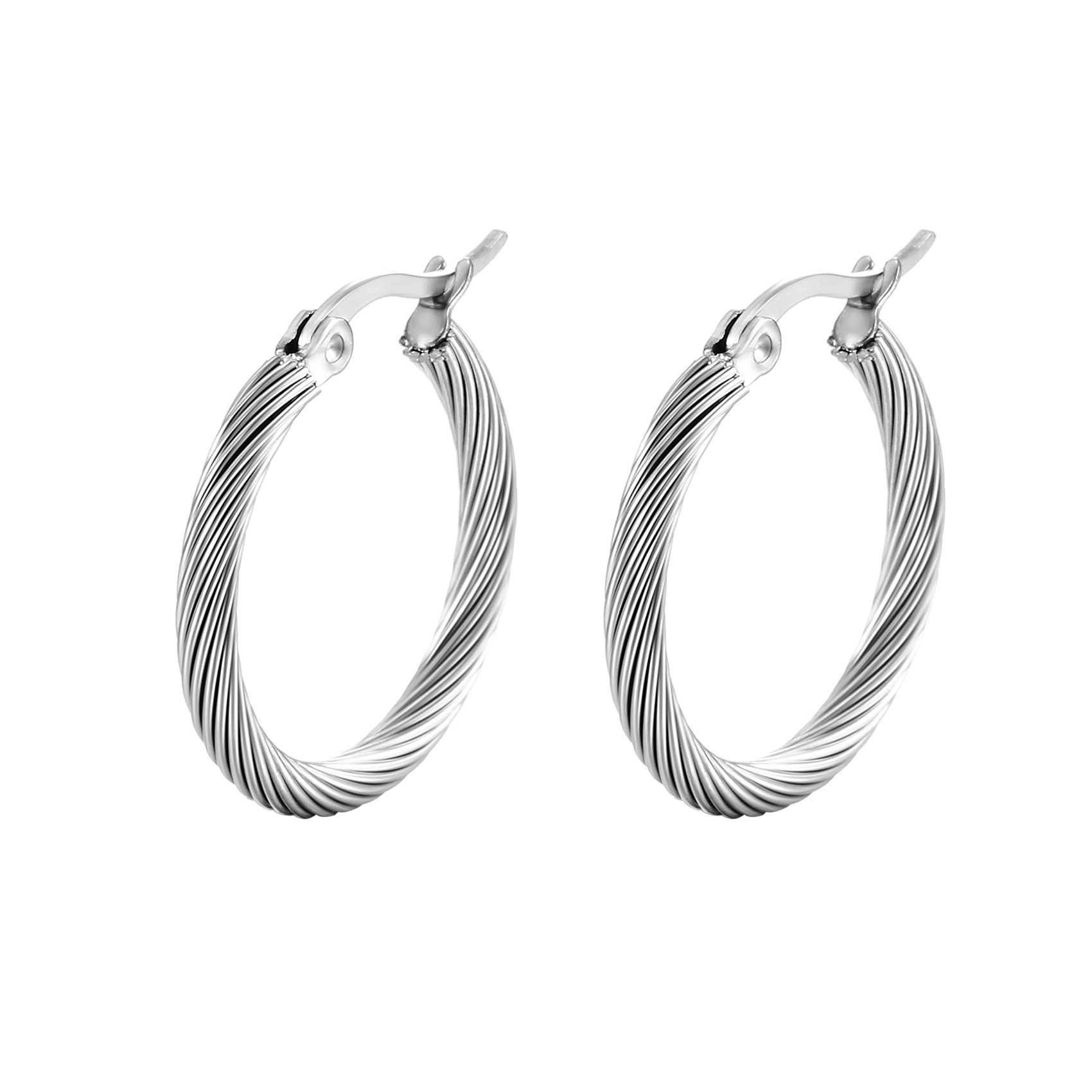 Fashion Round Stainless Steel Plating Hoop Earrings 1 Pair display picture 5