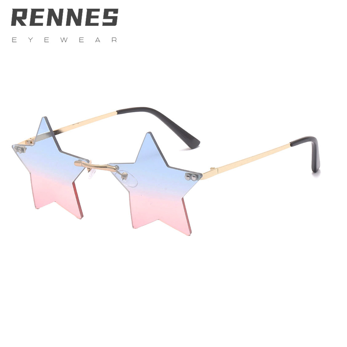 2022 nuevas gafas de sol sin marco pentagrama personalidad colorido océano gafas de sol para hombres y mujeres gafas de sol transfronterizas