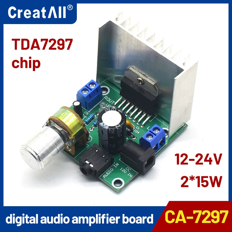 CA-7297 цифровой аудио усилитель платы 12-24V стерео двойной канал 2*15W TDA7297 DIY модуль