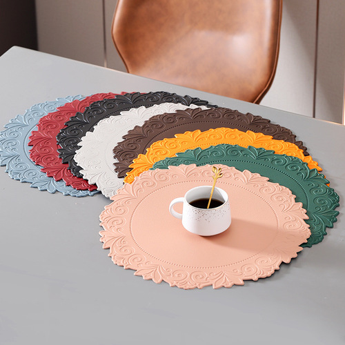 Korean retro embossed lace silicone placemats, bowl mats, tea coasters, anti-scalding mats, pot mats, plate mats, Nordic heat insulation