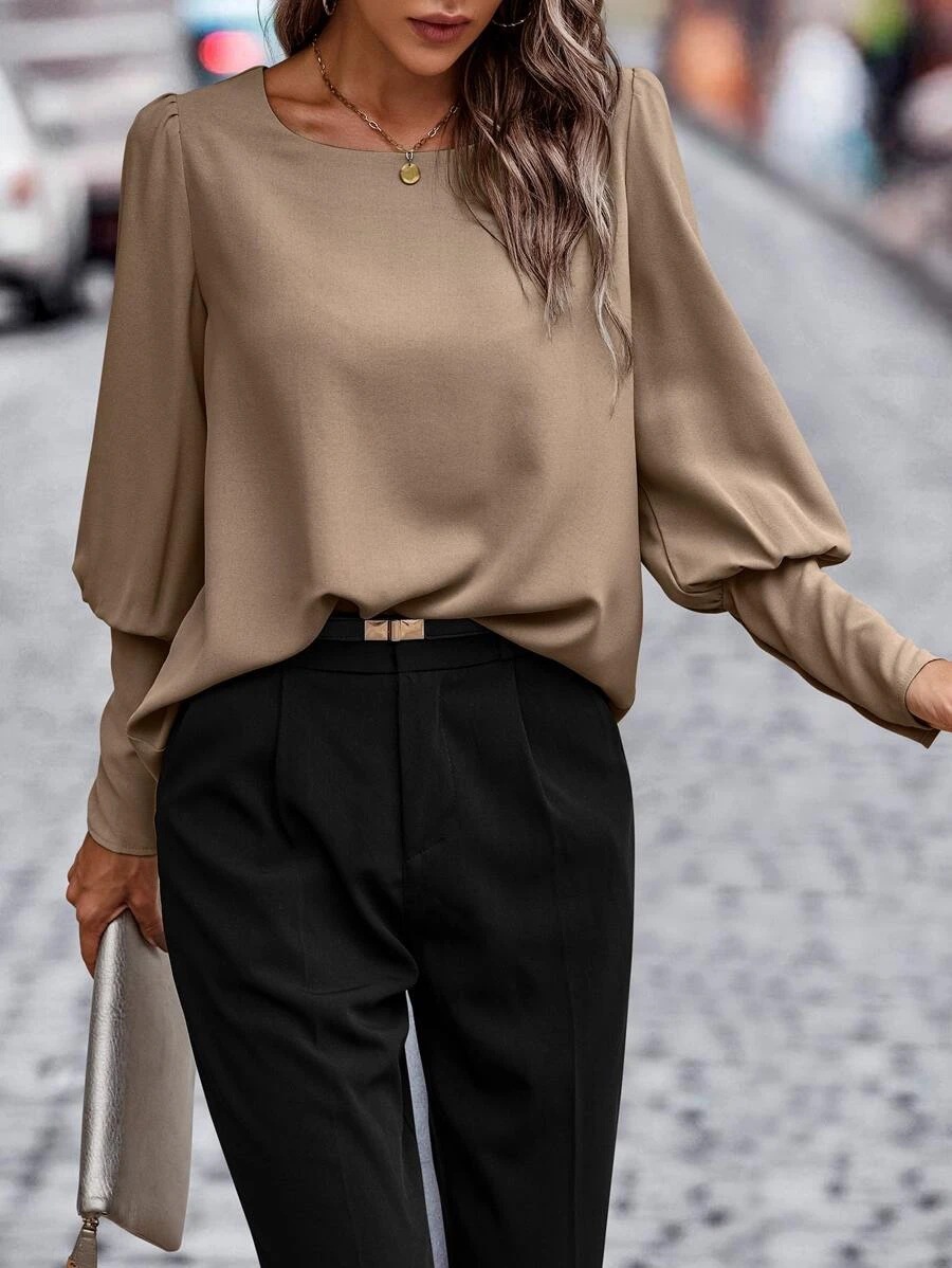 Women's Blouse Long Sleeve Blouses Button Casual Elegant Solid Color display picture 3