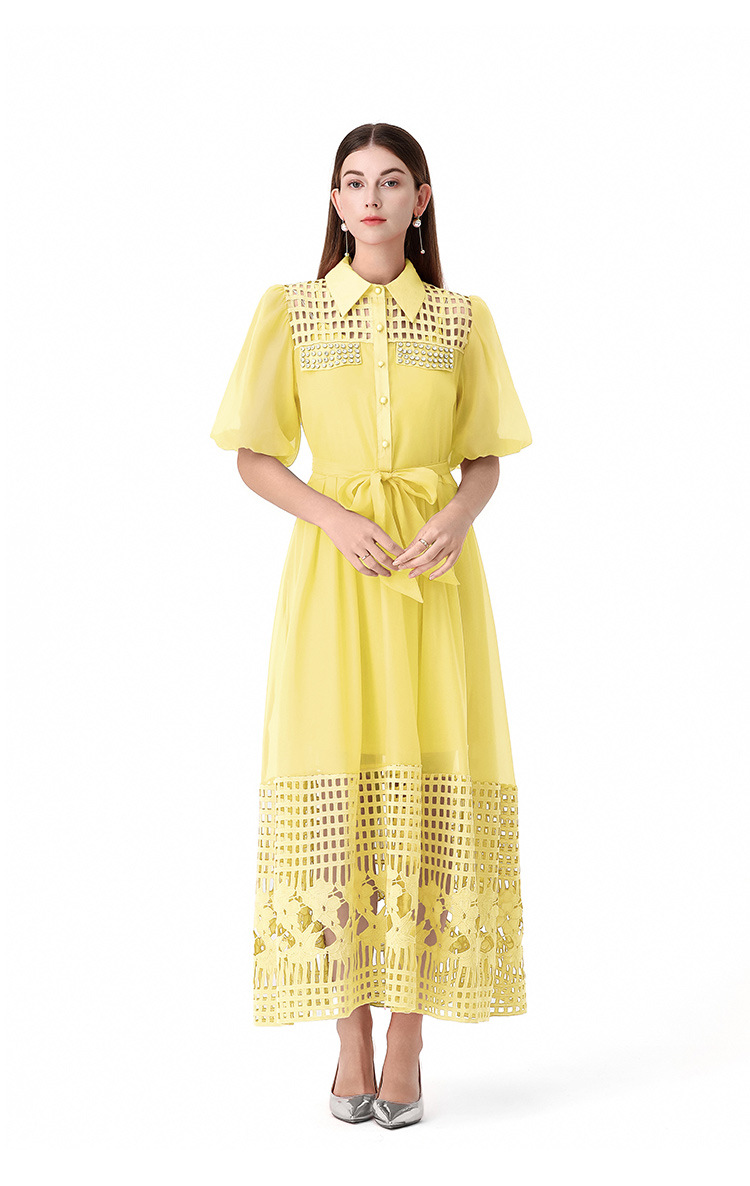 Women's Clothing Elegant Style Tie Waist Short Sleeve Women's Clothing Dress For Formal & Casual For Women_ecoleips.com