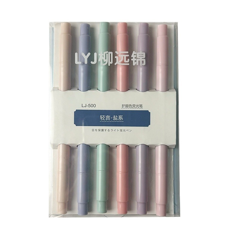 Marcador de doble cabeza Morandi Bolígrafo fluorescente de protección ocular macarón Bolígrafo de mano grande para estudiantes Bolígrafo sin polvo a base de agua