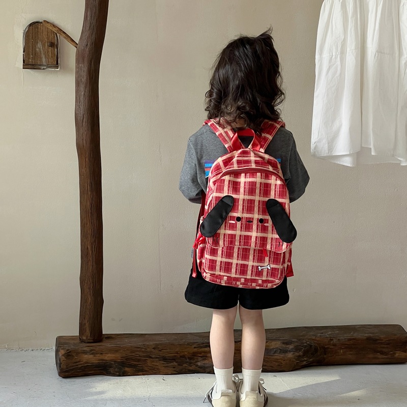 Mochila escolar de gran capacidad de dibujos animados lindos perros mochila de niños y niñas mochila de celosía casual mochila de niños ligera