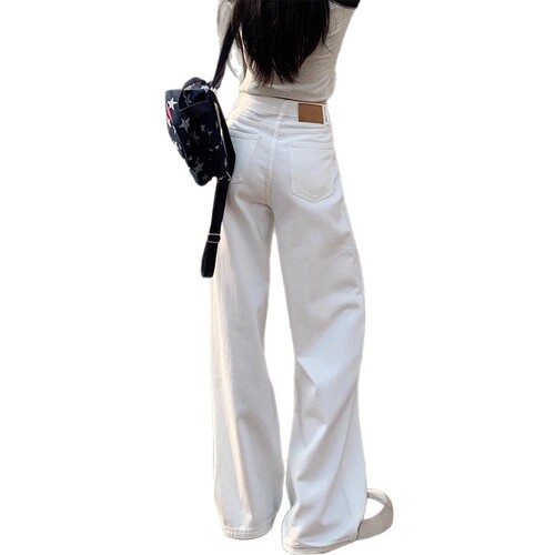 Women's Summer Thin White Straight Leg Pants with High Waist, Loose and Flowy, 2025 New Style, Floor-Length, Slimming