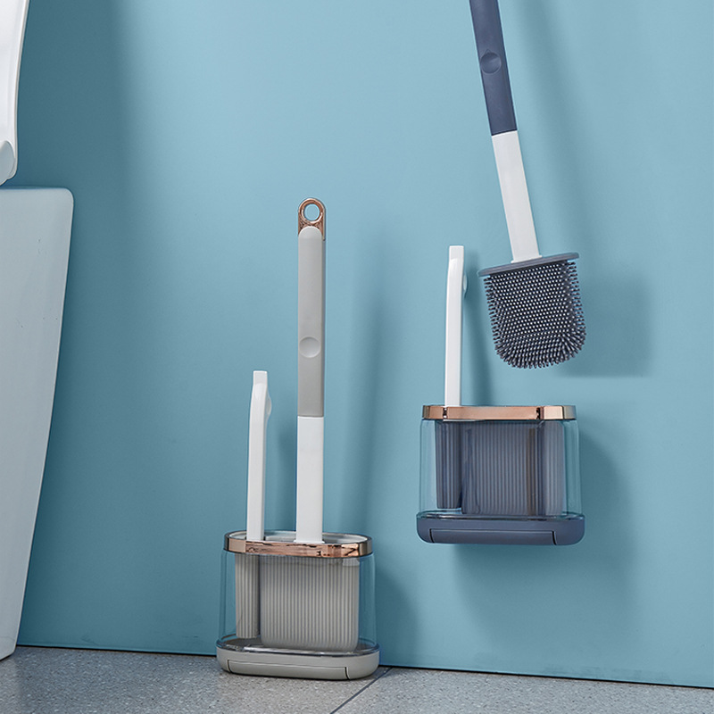 Toilet brush set creative no-punch wall-mounted bathroom toilet brush new long handle no dead corner cleaning brush