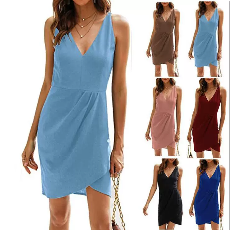 Новинка 2025, новинка Amazon Independent Station, хит продаж, женское облегающее платье без рукавов с v-образным вырезом, тонкое коктейльное вечернее платье, женская одежда