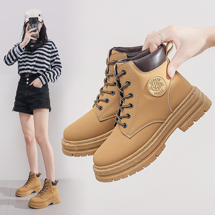 High-top Martin Boots Women's Boots Autumn New British-style Short Boots Korean-style All-match Thick-soled Casual Work Snow Boots for Women