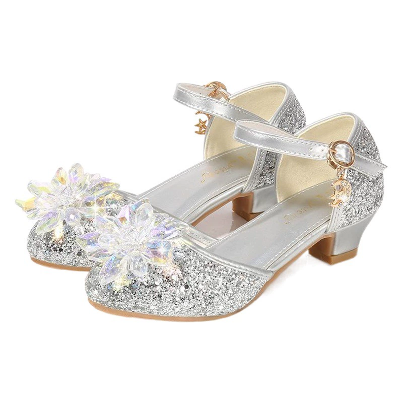 2025 новый стиль для девочек туфли на высоком каблуке для детей Принцесса обувь для детей хрустальные туфли для девочек kidshoes