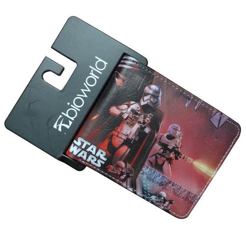 Cartera de Star Wars alrededor del cine y la televisión, guerrero negro, soldado blanco, cartera corta de dos plegados, cartera PU para hombres adolescentes