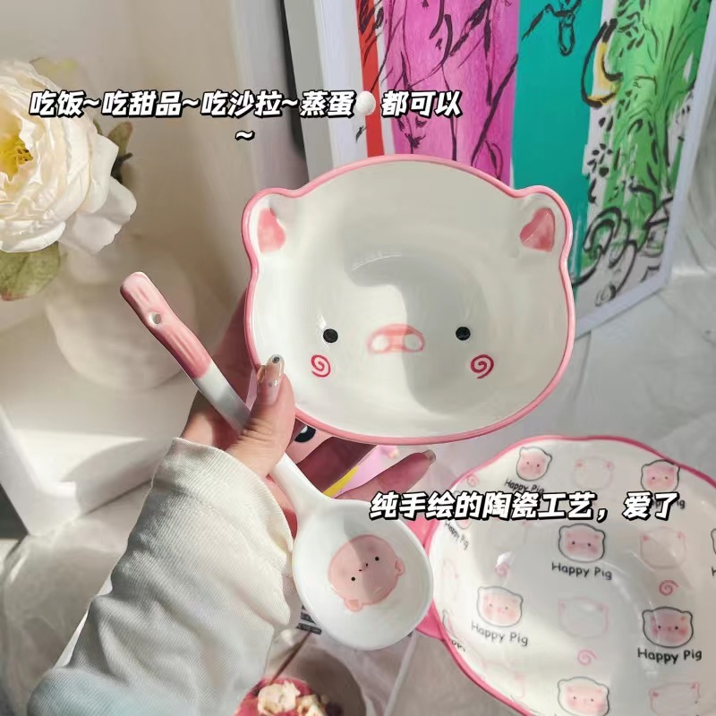 돼지 모양의 그릇 + 스푼