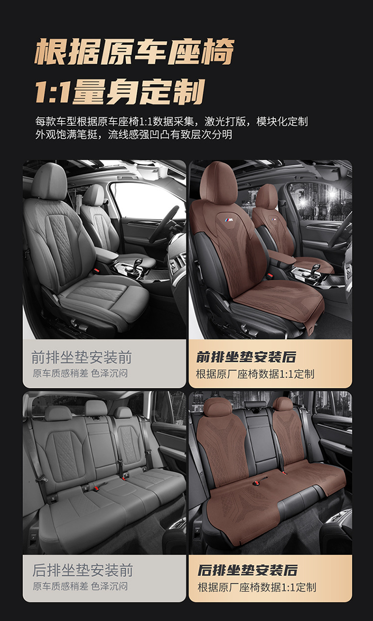18-23 BMW x3 cushion breathable perforated summer suede seat cover BMW ix3 for four seasons seat cover