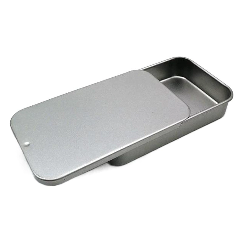 Металлическая коробка-слайдер для корма для птиц, бальзама, ароматерапии, тушь для бровей, с выдвижным ящиком и серебристой крышкой