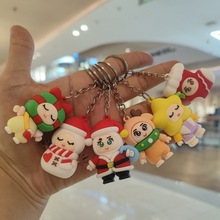 跨境圣诞老人钥匙扣挂件圣诞礼物雪人圣诞袜公仔钥匙链圣诞节礼品