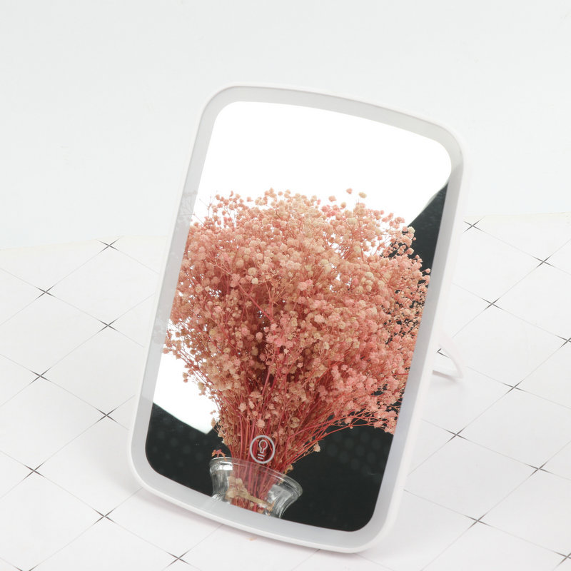 Led espejo de maquillaje soporte de escritorio de escritorio con lámpara de maquillaje inteligente ajustable espejo de luz portátil luz tricolor