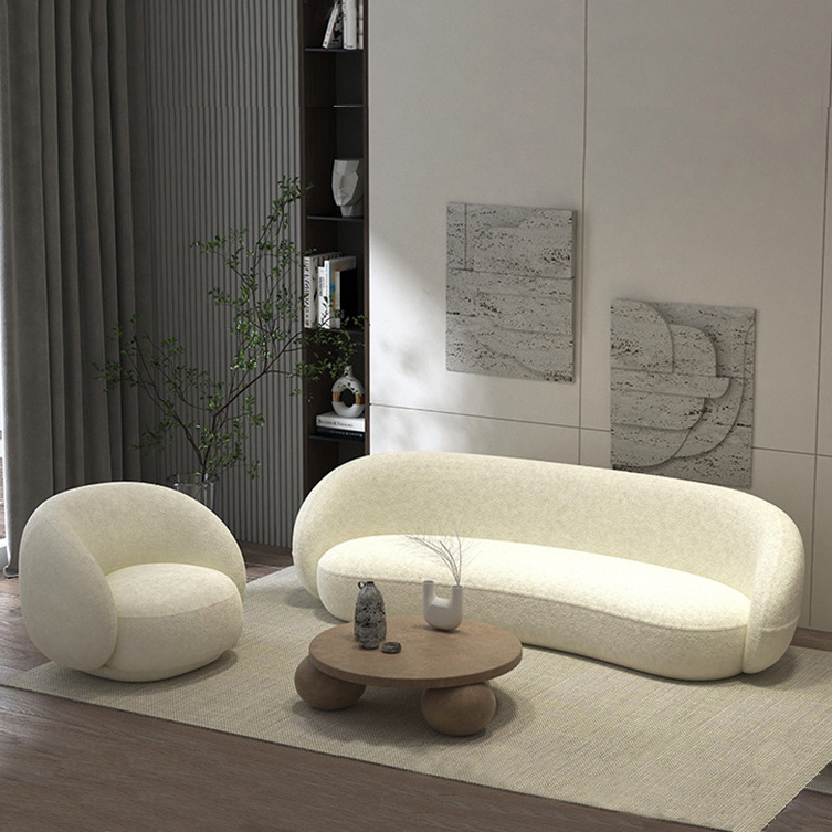 Nordic Fabric Sofa for Rest and Reception, Small Sofa for Home and Guesthouses, White Double Sofa Chair, Nordic Fabric Sofa